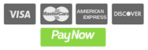 Pay Now Button: Visa, MasterCard, American Express, Discover